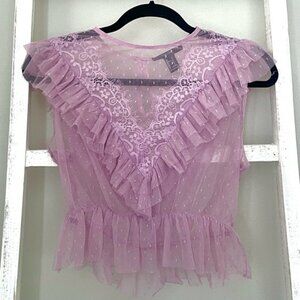 forever 21 sheer lace lavendar peplum blouse​​​​​